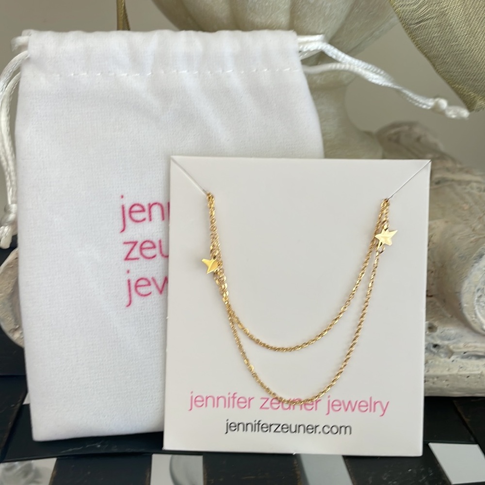 NEW Jennifer Zeuner Necklace Stars Double Chain Jewelry Gold JEN-FA-001 - Picture 10 of 16